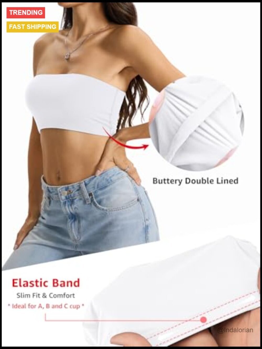 Double Lined Strapless Tube Top Crop Tank Non-Padded Bandeau Going Out - Picture 3 of 7